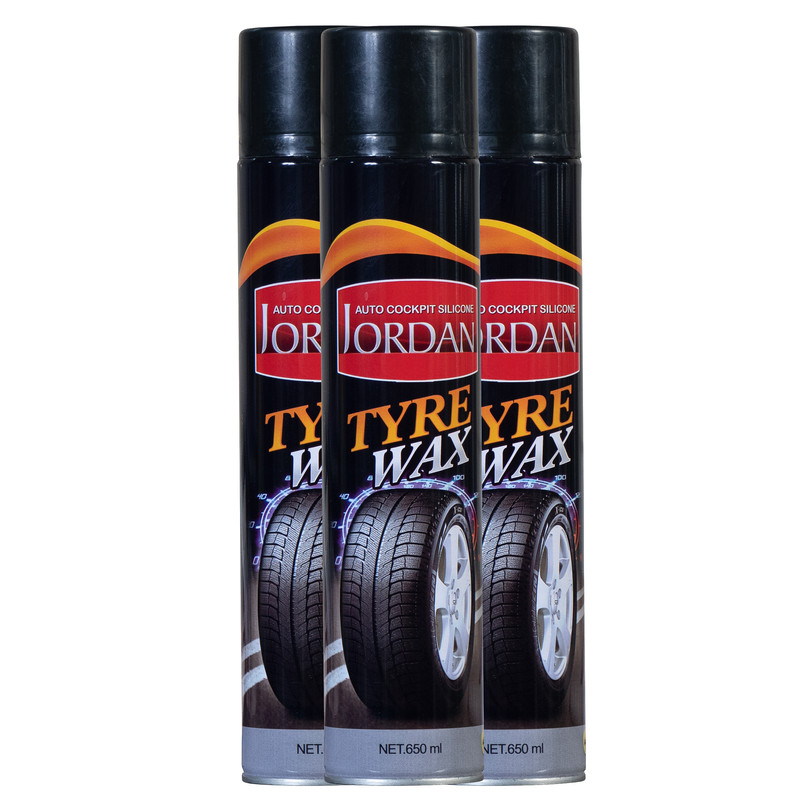 اسپری تمیز کننده و براق کننده تایر خودرو جردن مدل T01 حجم 650 میلی لیتر بسته 3 عددی