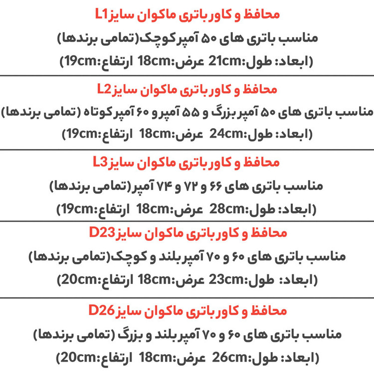 محافظ باتری خودرو مدل L3
