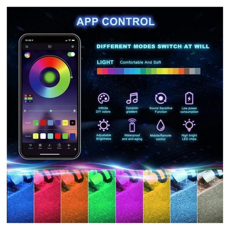 کیت نورپردازی داخل خودرو مدل Sound Control Color