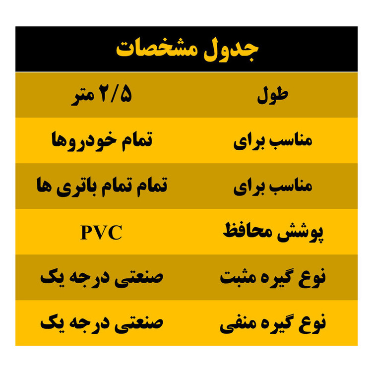 کابل اتصال باتری به باتری خودرو البرز مدل USB 150A-2.5m