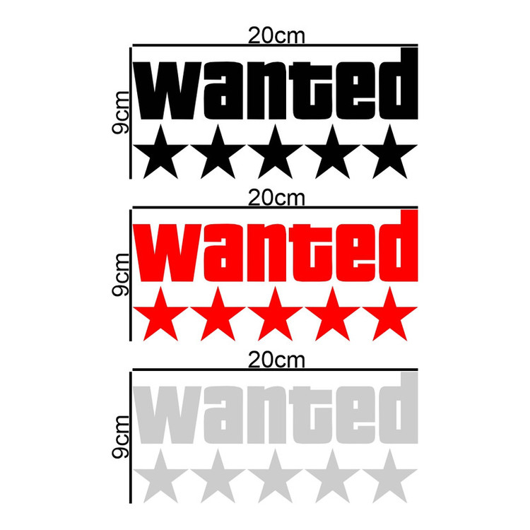 برچسب بدنه خودرو طرح تحت تعقیب WANTED کد MT-457 مجموعه 3 عددی