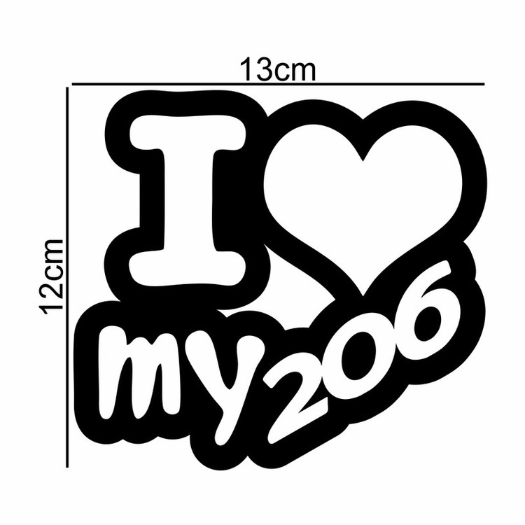 برچسب بدنه خودرو ماتریسیو طرح ماشین I Love My 206 کد M206