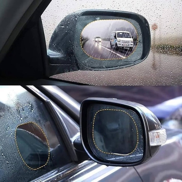 برچسب آب گریز و ضد بخار آینه خودرو مدل Rainproof بسته 2 عددی