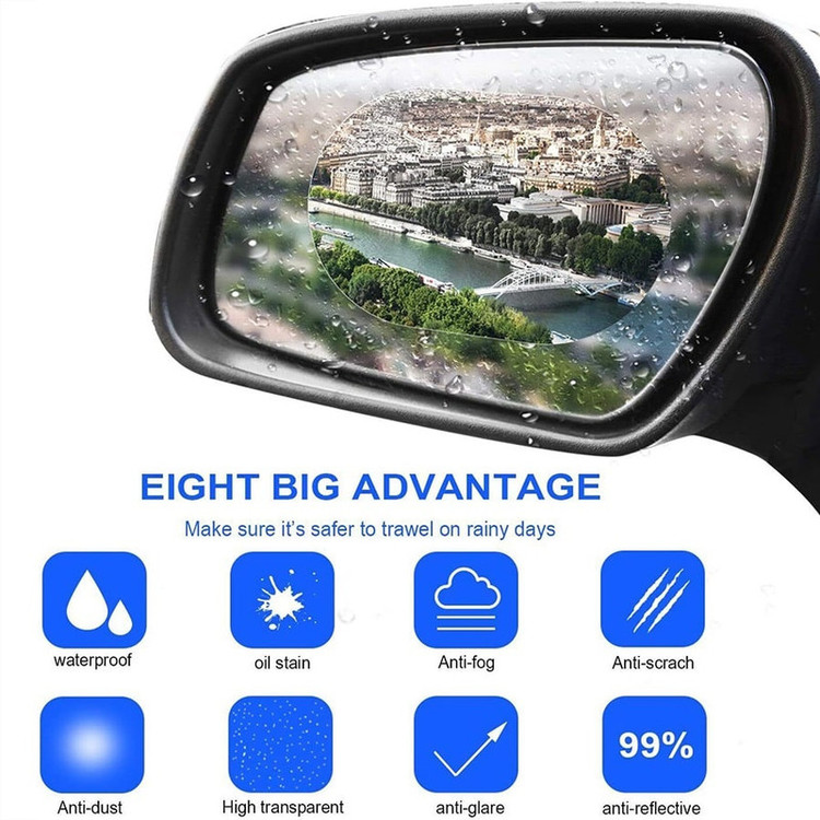 برچسب آب گریز و ضد بخار آینه خودرو مدل Rainproof بسته 2 عددی