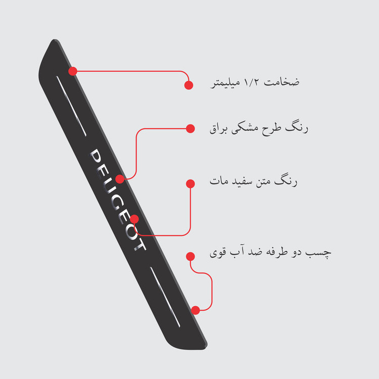 پارکابی خودرو مدل شیشه ای کد R19 مناسب برای پژو 206 و 207 بسته چهار عددی