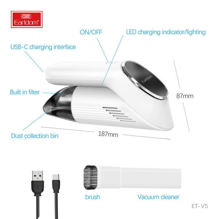 جارو شارژی خودرو ارلدام مدل Car Vacuum Cleaner V5
