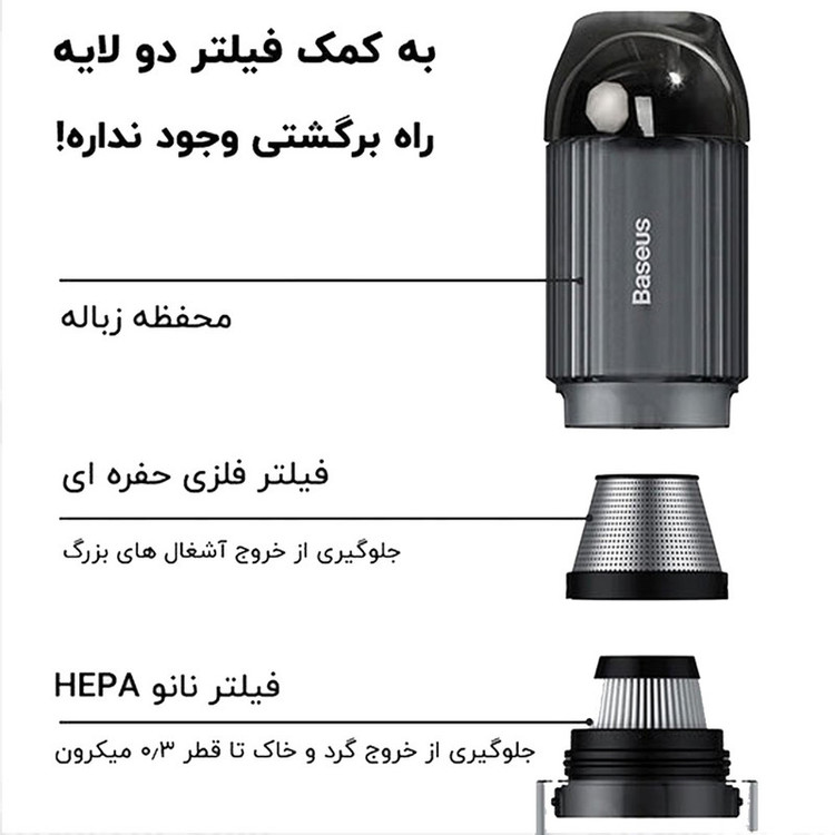 جارو شارژی خودرو باسئوس مدل A3 Car Vacuum Cleaner Lite