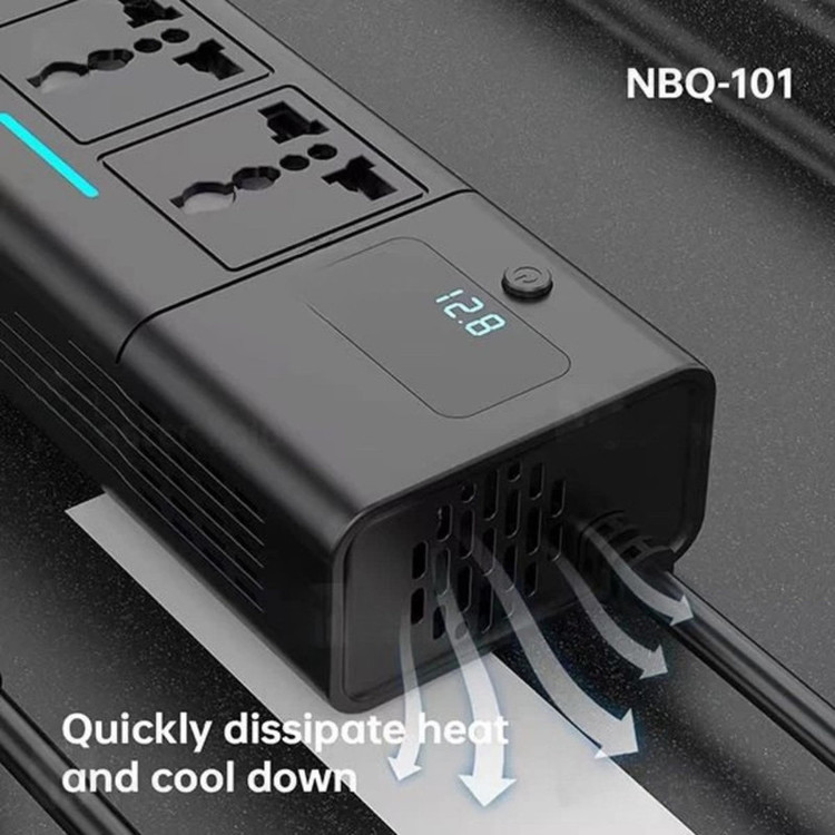 مبدل برق و اینورتر فندکی و چند راهی برق خودرو بیوا مدل NBQ-101 ظرفیت 200 وات