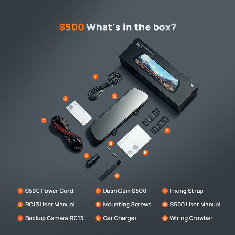 آینه هوشمند خودرو سوِنتی مِی مدل 70mai Rearview Dash Cam S500 به همراه دوربین
