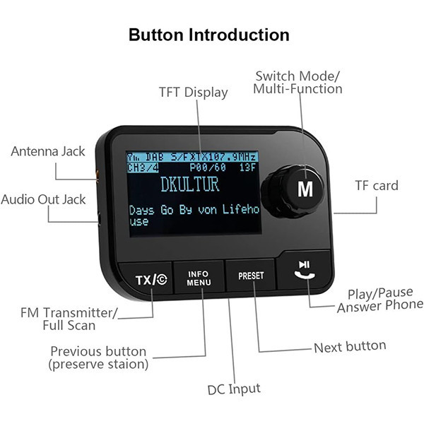 کیت هوشمند فندکی خودرو مدل DAB-006B
