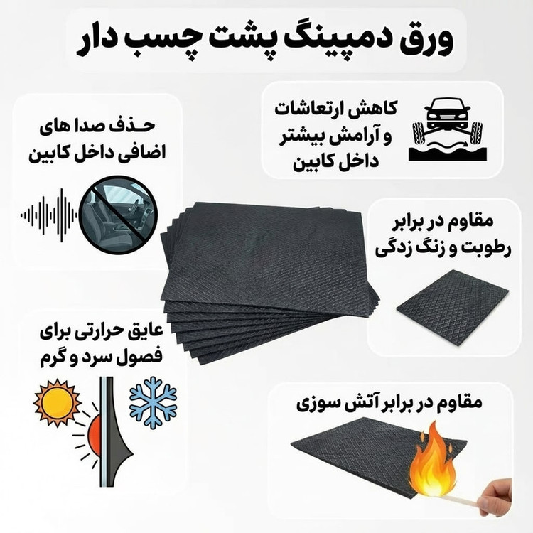 ورق دمپینگ مدل پشت چسب دار کد 2.2 میلی متر بسته 50عددی