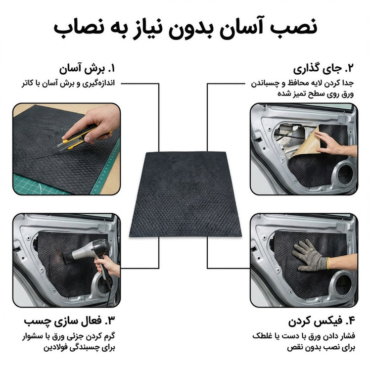 ورق دمپینگ خودرو مدل پشت چسبدار کد 2.2 میلی متر بسته 18 عددی