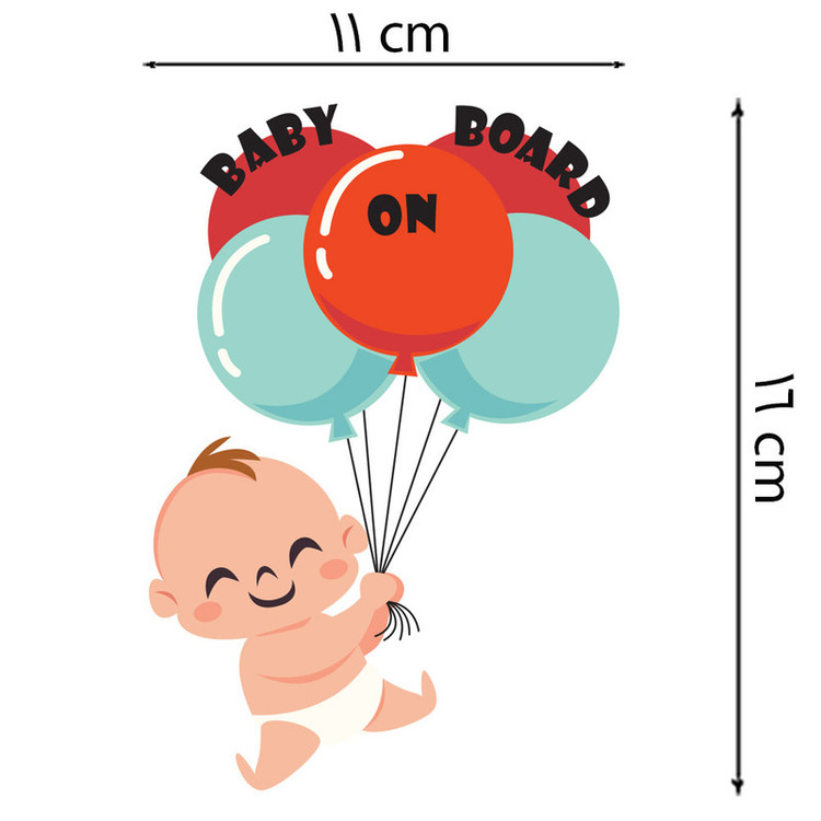 برچسب بدنه خودرو طرح Baby on board بادکنک کد BB2