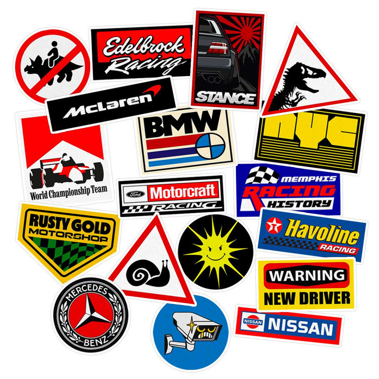 برچسب خودرو ماسا دیزاین طرح Racing کد CA007 مجموعه 18 عددی