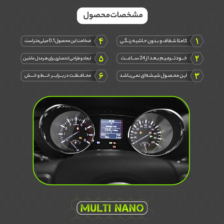 برچسب محافظ صفحه کیلومتر خودرو مولتی نانو مدل X-S1T مناسب برای کی ام سی T8