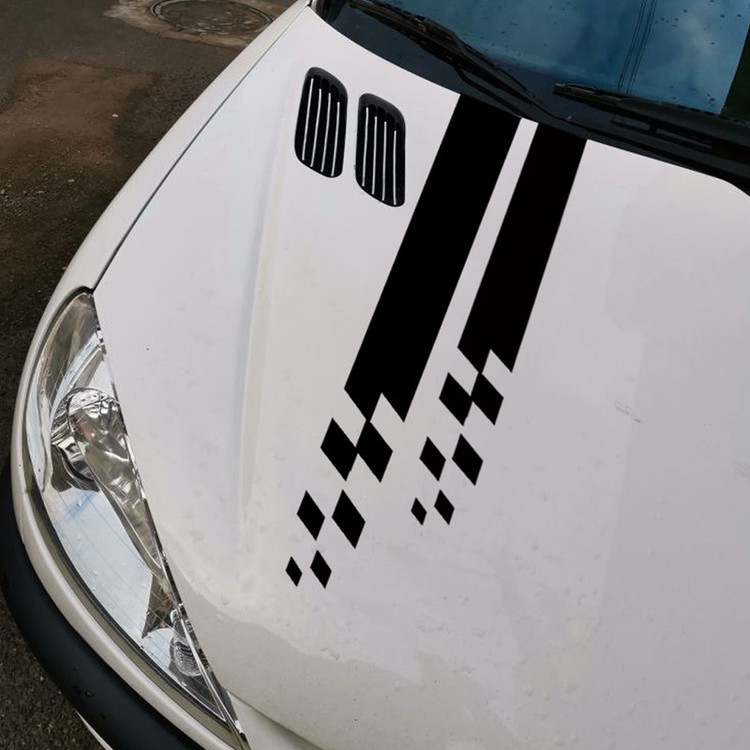 برچسب بدنه خودرو اسپرت غدیر طرح HOOD CAR BLK کد03 بسته 2 عددی