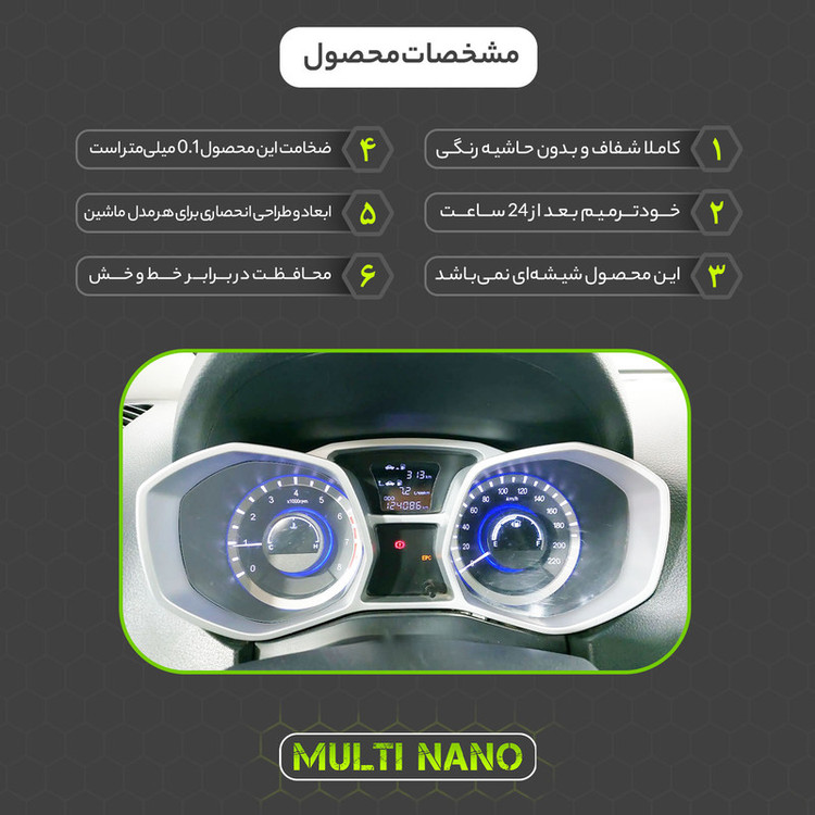 برچسب محافظ صفحه کیلومتر خودرو مولتی نانو مدل X-S1T مناسب برای جک S3