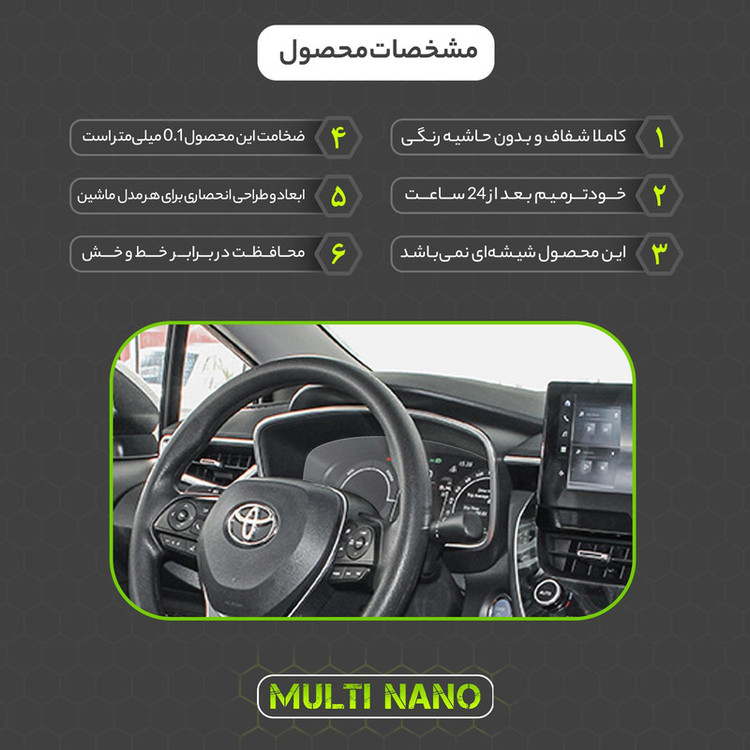 برچسب محافظ صفحه کیلومتر خودرو مولتی نانو مدل X-S1T مناسب برای تویوتا لوین هیبرید
