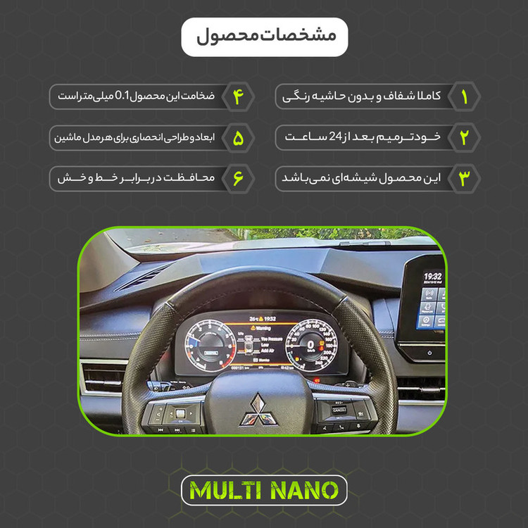 برچسب محافظ صفحه کیلومتر خودرو مولتی نانو مدل X-S1T مناسب برای میتسوبیشی اوتلندر