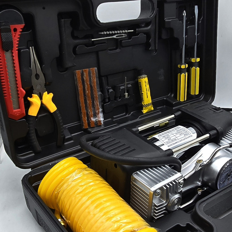 کمپرسور هوا خودرو 23 وات کلایمکس مدل فندکی و سر باتری کد CX-JB-87 مجموعه 15 عددی