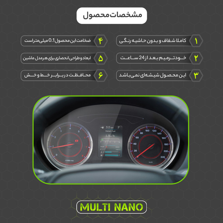 برچسب محافظ صفحه کیلومتر خودرو مولتی نانو مدل X-S1T مناسب برای هایما S5 Pro