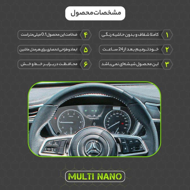 برچسب محافظ صفحه کیلومتر خودرو مولتی نانو مدل X-S1T مناسب برای بهمن دیگنیتی پرایم