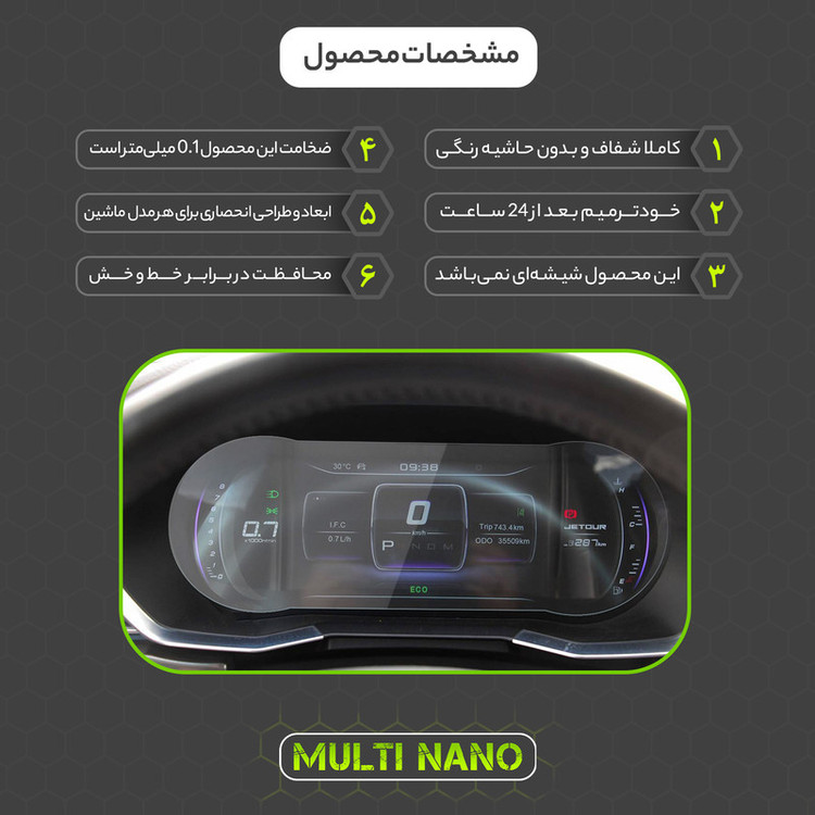 برچسب محافظ صفحه کیلومتر خودرو مولتی نانو مدل X-S1T مناسب برای فیدلیتی پرایم