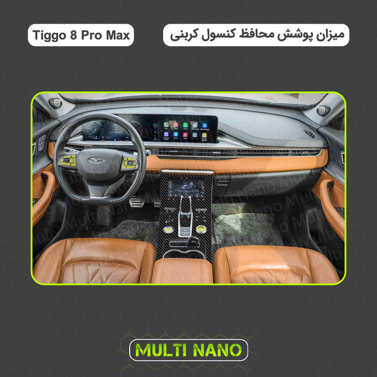 برچسب محافظ کنسول خودرو مولتی نانو طرح کربن مدل X-F1C مناسب برای تیگو 8 پرو مکس مجموعه ی 45 عددی