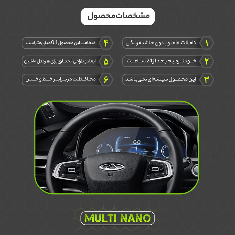 برچسب محافظ صفحه کیلومتر خودرو مولتی نانو مدل X-S1T مناسب برای فونیکس تیگو 7 پرو