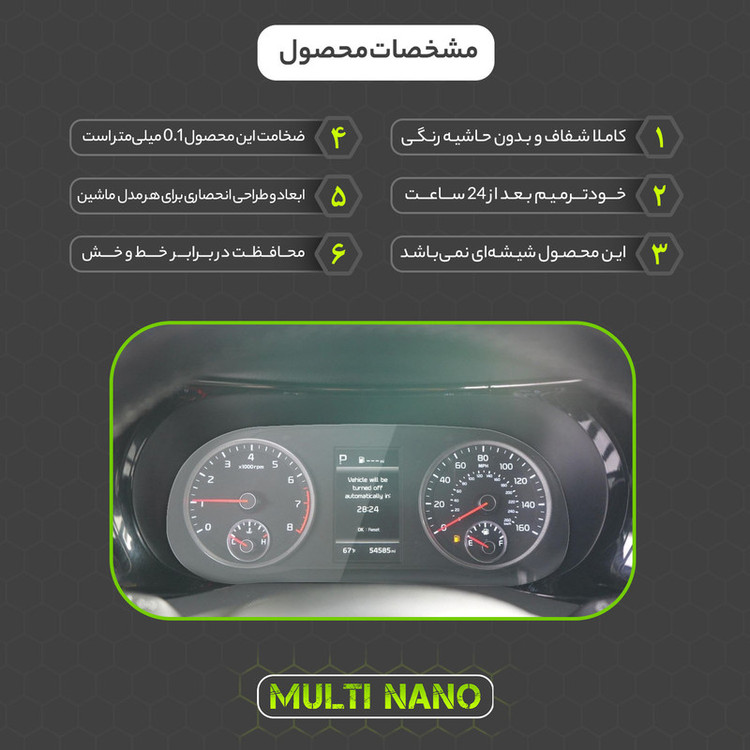 برچسب محافظ صفحه کیلومتر خودرو مولتی نانو مدل X-S1T مناسب برای کیا K5 2000CC