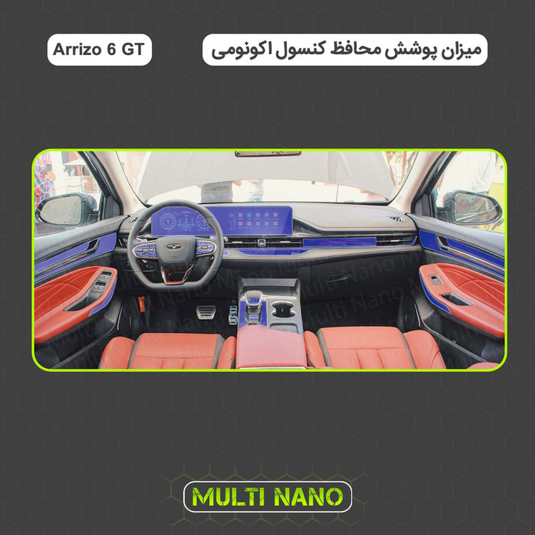 برچسب محافظ مانیتور و کنسول خودرو مولتی نانو مدل X-F1T مناسب آریزو ۶ جیتی مجموعه 27 عددی