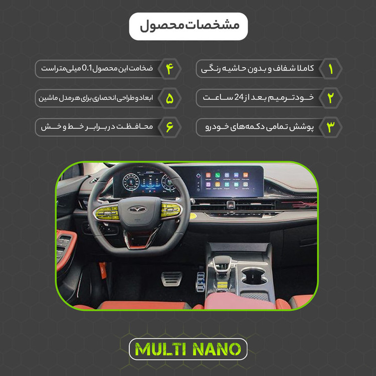 برچسب محافظ شفاف دکمههای خودرو مولتی نانو مدل X-F1T مناسب برای فونیکس آریزو 6 GT مجموعه 24 عددی