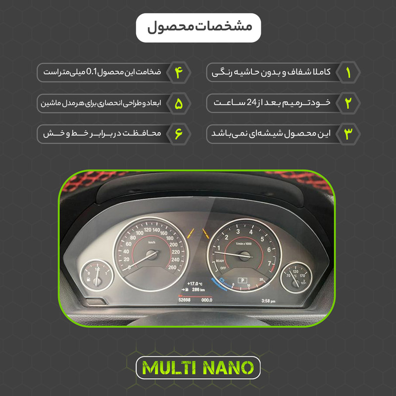 برچسب محافظ صفحه کیلومتر خودرو مولتی نانو مدل X-S1T مناسب برای بی ام و 428i