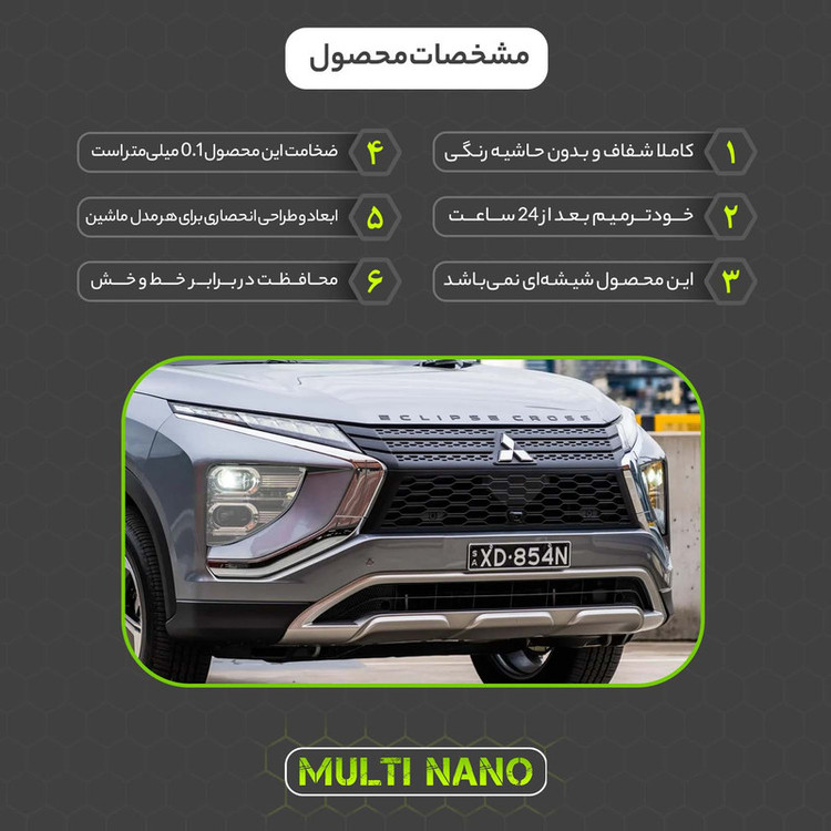 برچسب محافظ چراغ جلو خودرو شفاف مولتی نانو مدل X-H1T مناسب برای میتسوبیشی Eclipse Cross 2025 مجموعه دو عددی