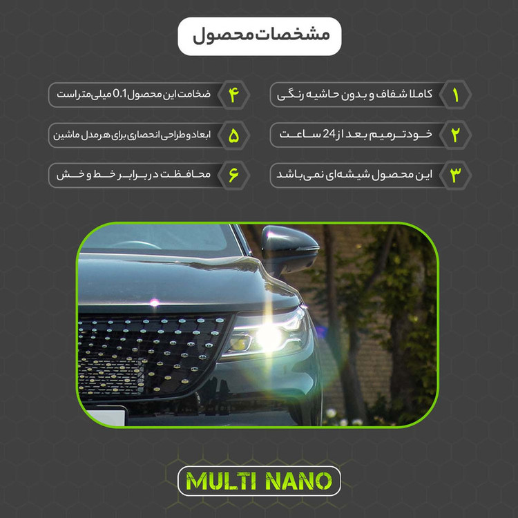برچسب محافظ چراغ جلو خودرو شفاف مولتی نانو مدل X-H1T مناسب برای بهمن Dignity Prime مجموعه 2 عددی