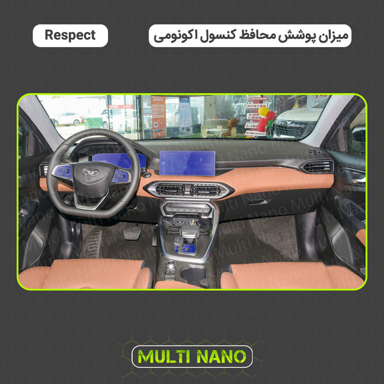 برچسب محافظ مانیتور و کنسول خودرو مولتی نانو مدل X-F1T مناسب برای بهمن Respect مجموعه 9 عددی