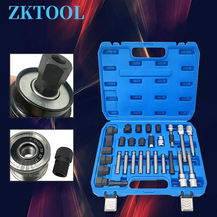 کیت نصب و درآر پولی دینام خودرو مدل ZK-T30 مجموعه 30 عددی