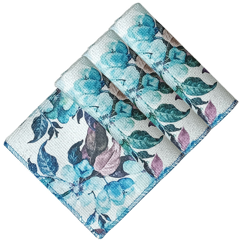 دستمال نظافت خودرو بی تی مدل رز آبی کد 25x254 بسته 3 عددی