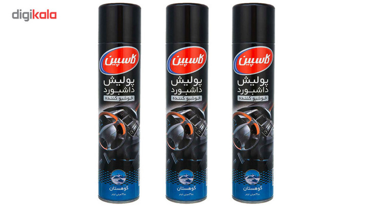 اسپری پولیش داشبورد خودرو کاسپین مدل Mountain حجم 300 میلی لیتر بسته 3 عددی