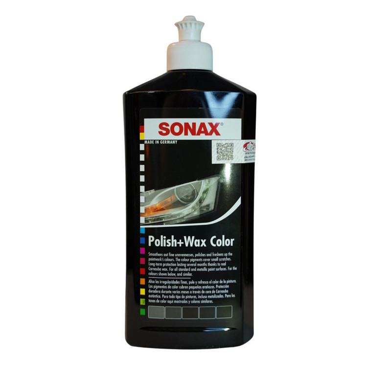 پولیش واکس مشکی بدنه خودرو سوناکس مدل Polish & Wax Color حجم 500 میلی لیتر