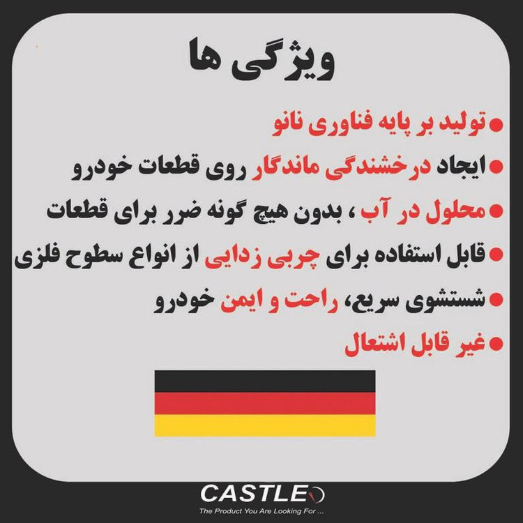 اسپری نانو صفر شوی سطح موتور کستل مدل موتور واش پرو حجم 500 میلی لیتر