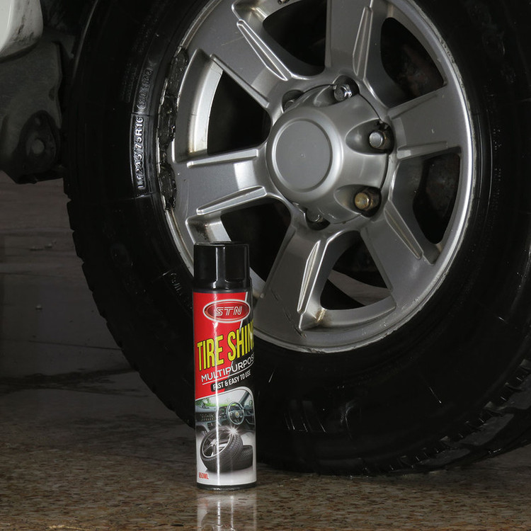 اسپری واکس لاستیک خودرو اس تی ان مدل SHINE حجم 650 میلی لیتر