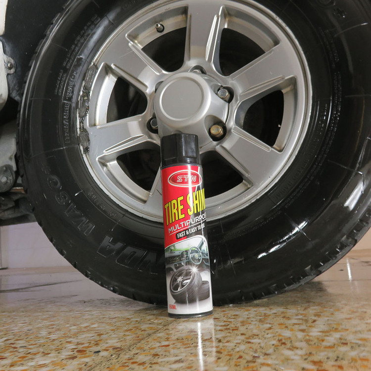 اسپری واکس لاستیک خودرو اس تی ان مدل SHINE حجم 650 میلی لیتر