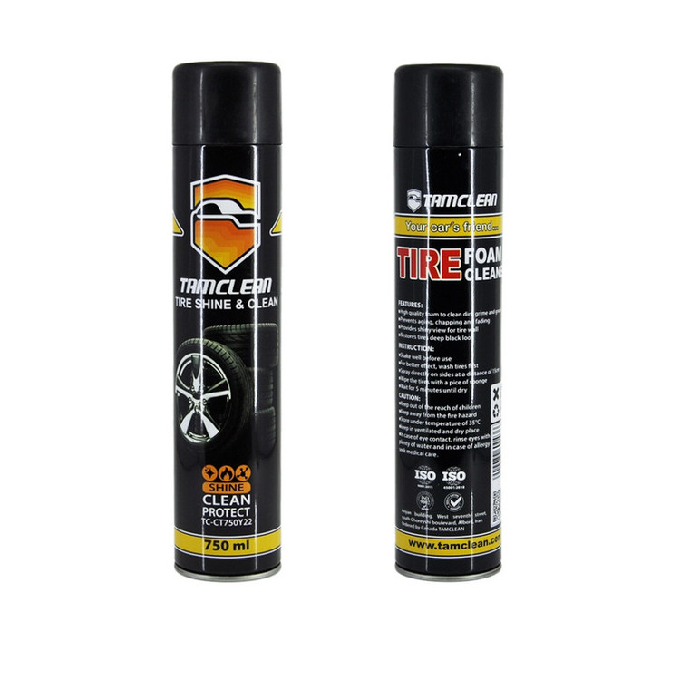 اسپری فوم براق کننده و واکس لاستیک تام کلین مدل TC-CT750Y22 حجم 750 میلی لیتر