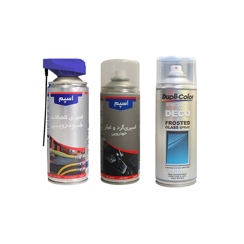 کیت تمیزکننده خودرو اسپم مدل 3 حجم 400 میلی لیتر مجموعه 3 عددی