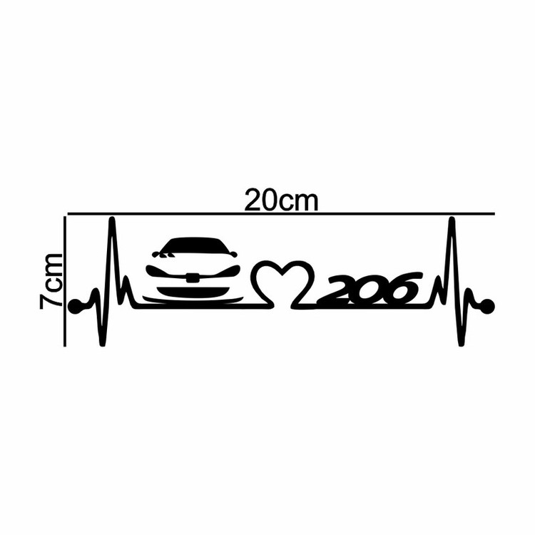 برچسب بدنه خودرو ماتریسیو طرح ضربان قلب ماشین 206 کد M140