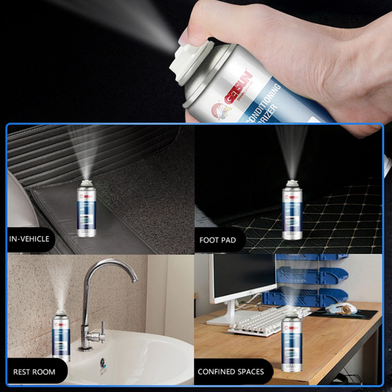 اسپری آنتی باکتریال سیستم تهویه خودرو گتسان مدل GT-9035H با رایحه لیمو حجم 235 میلیلیتر