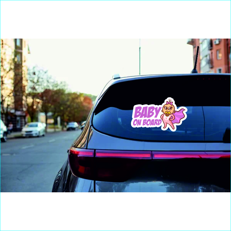 برچسب بدنه خودرو طرح BABY ON BOARD مدل دخترانه کد 26