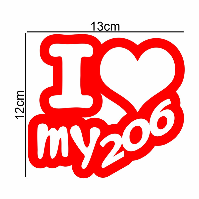 برچسب بدنه خودرو ماتریسیو طرح ماشین I Love My 206 کد M212