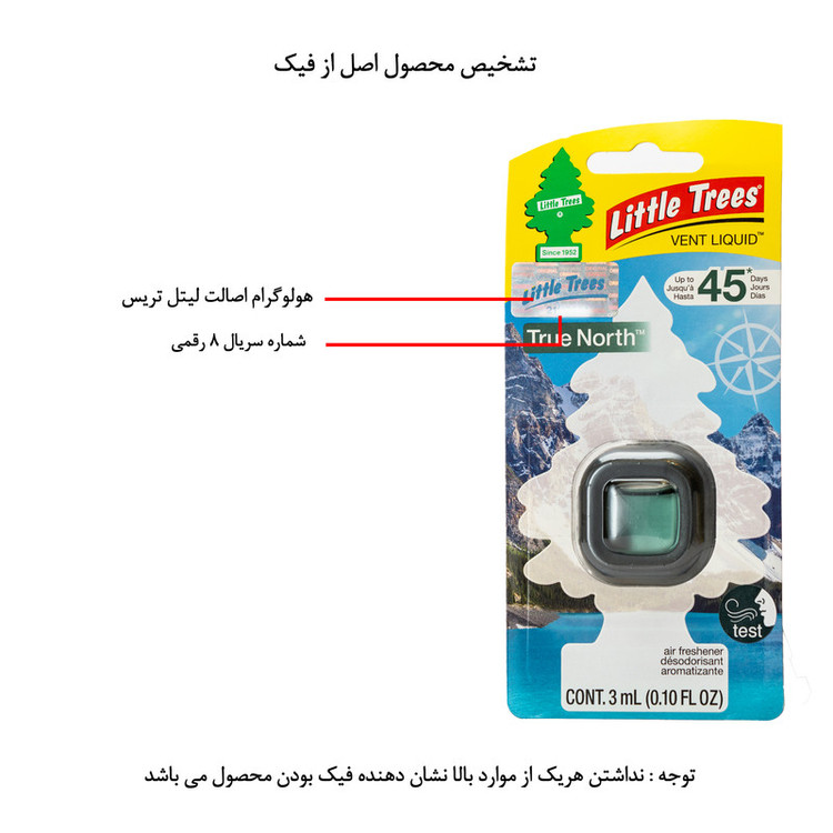 خوشبوکننده خودرو لیتل تریس مدل VENTLIQUEID رایحه True North